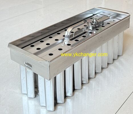 Molde de helado doble para paletas, molde para paletas de acero inoxidable, pedido personalizado 2X11, 22 cavidades con extractor de soporte para palitos
